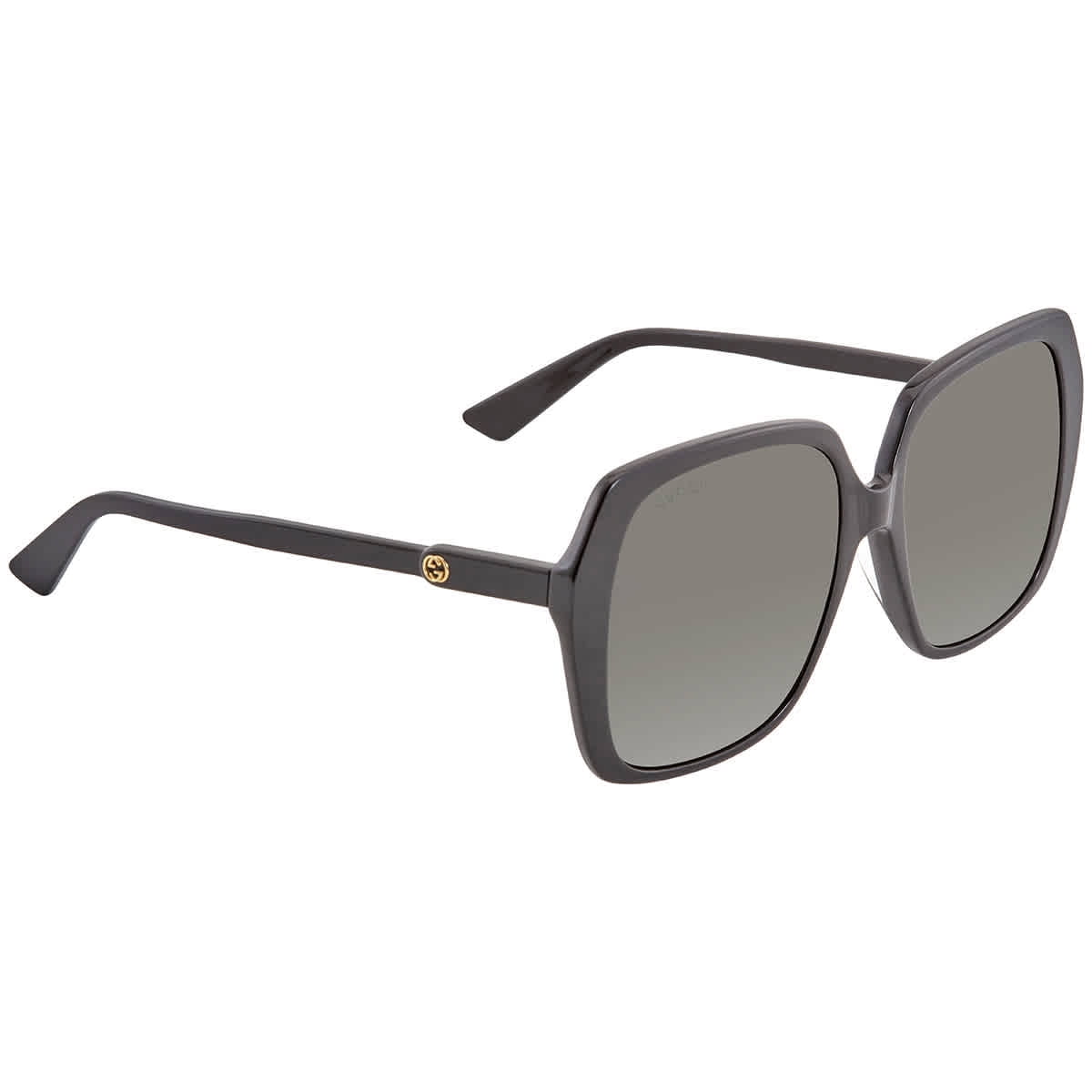 ? - New Authentic Gucci Grey Square Ladies Sunglasses GG0533SA 001 56 Gucci Sunglasses GG056S 001 Shiny Black Silver Square Frames  main image 4