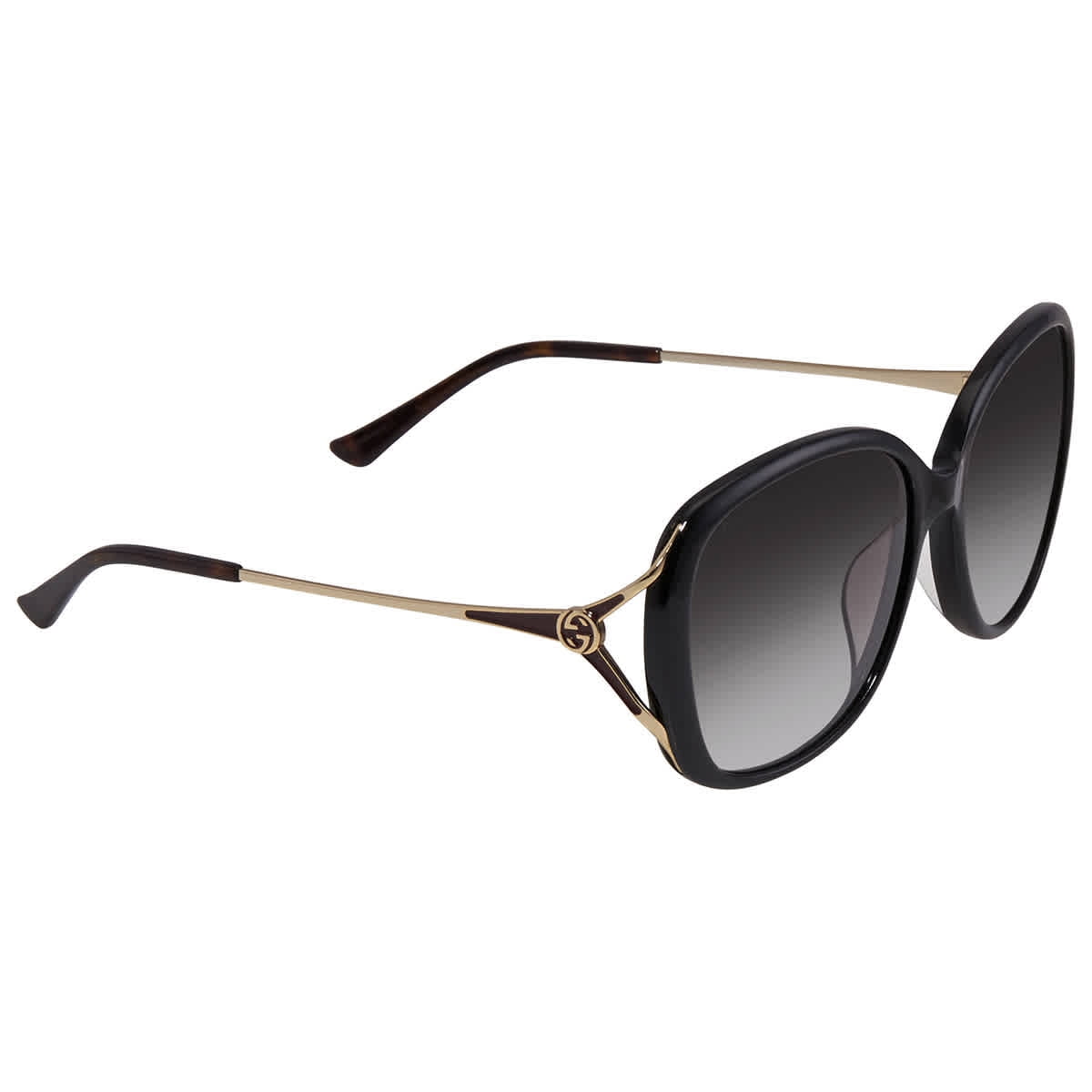 Gucci GG0649SK 002 Butterfly Sunglasses - Black / Grey Gucci Sunglasses Woman Black GG0649SK-002 | Sakurawatches.com main image 2