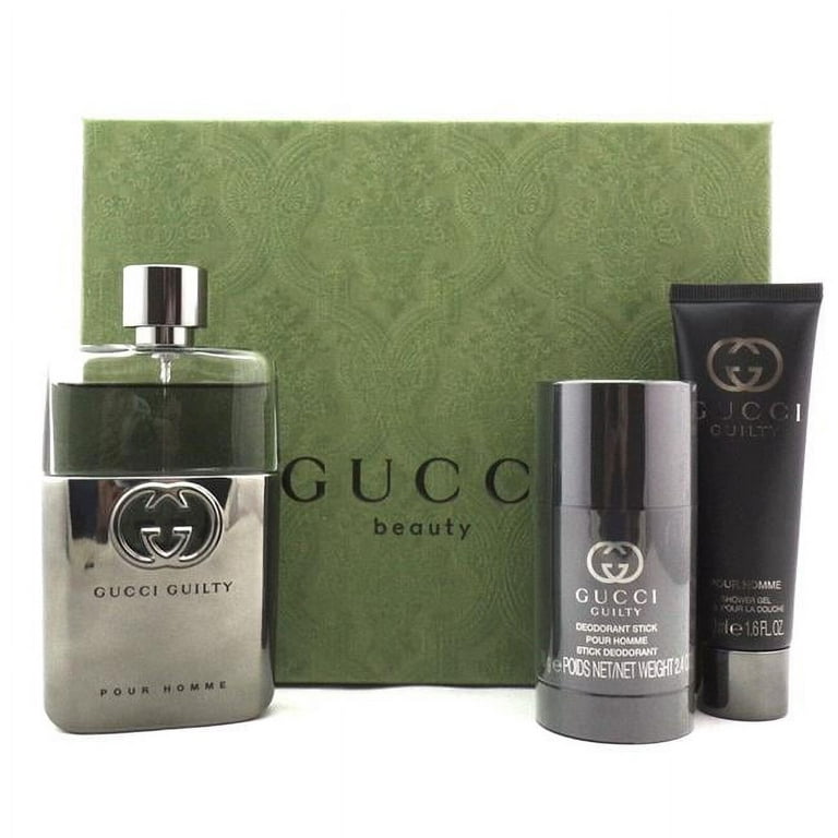 Gucci Guilty Pour Homme Gift Set 90ml EDT Spray + 75ml Deodorant Stick +  50ml Shower Gel - Walmart.com