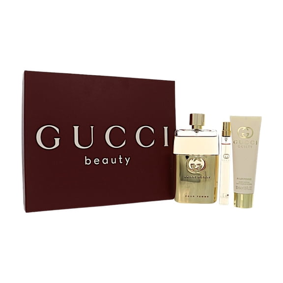 Gucci Guilty Pour Femme 3 Piece Gift Set (3.0 OZ Eau De Parfum, 0.25 OZ Mini Perfume, 1.7 OZ Body Lotion) For Women