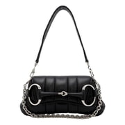Gucci Horsebit Vertical Quilted Leather Small Chain Shoulder Bag Black