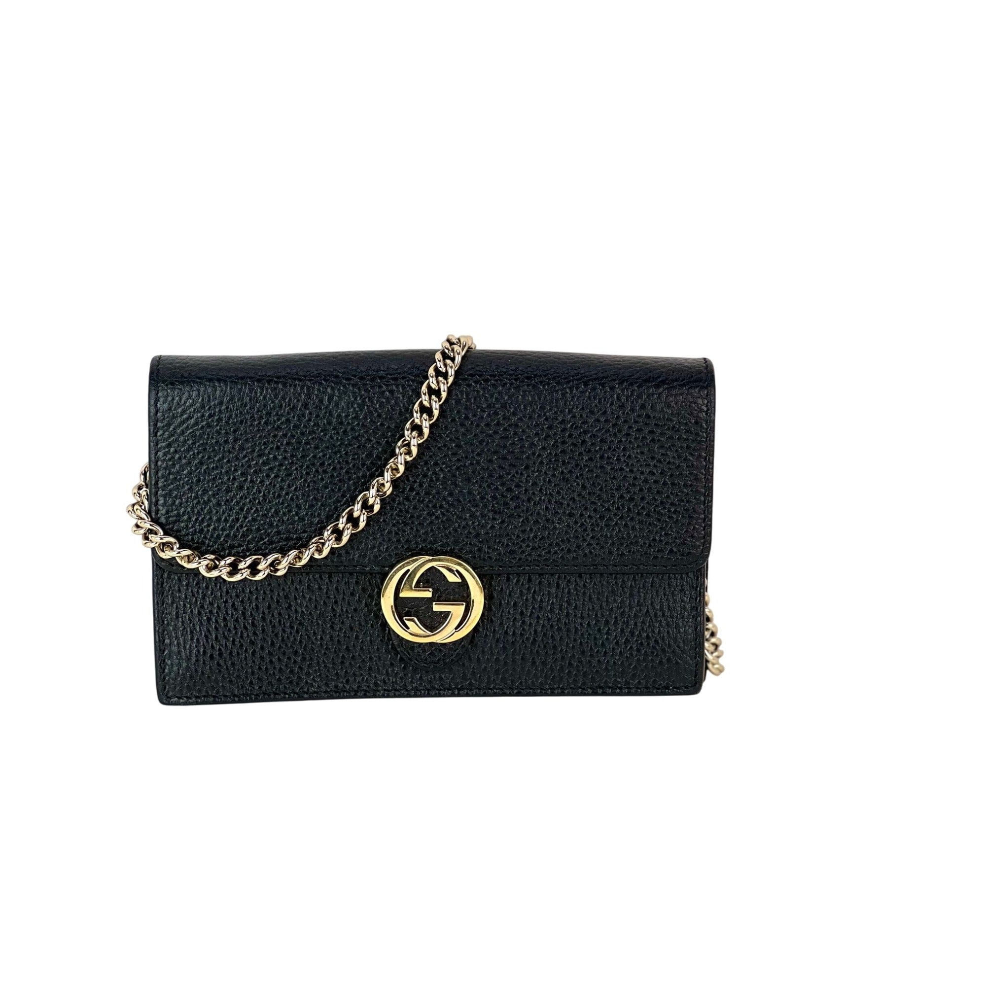 Pre-Owned Gucci Interlocking Black Leather Dollar Calfskin  display picture 1