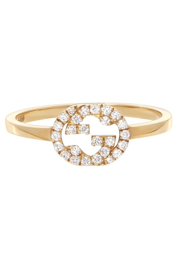 Interlocking G 18K Yellow Gold Ring with Diamonds Size 6 YBC729412002012