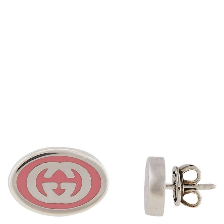 【GUCCI】EARRING Gucci Interlocking G Sterling Silver Pink Enamel Earrings