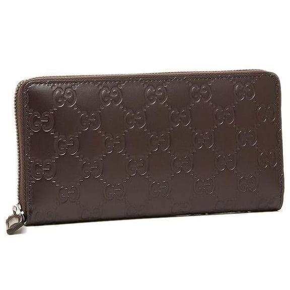 Gucci Italy Signature Continental Wallet Brown Zip Around Leather Box New