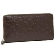 Gucci Italy Signature Continental Wallet Brown Zip Around Leather Box New