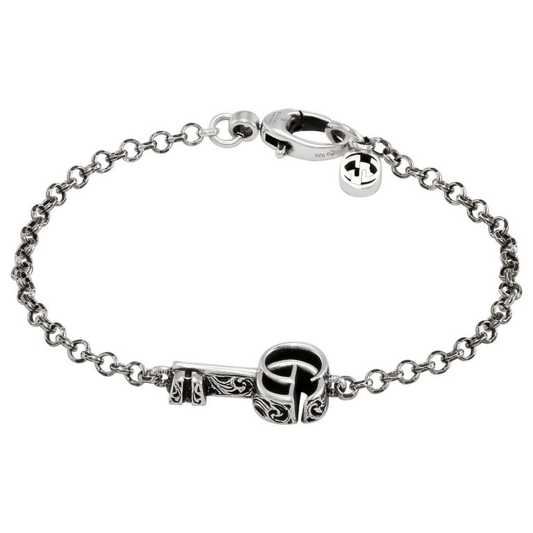【GUCCI】 Double G Key Sterling Silver Ladies Bracelet Gucci Ladies 925-Sterling Silver Double G Key Bracelet, Size