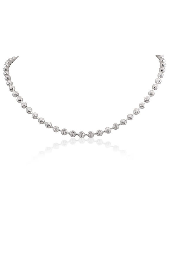 Ladies Boule Choker Necklace In Silver, Size XL