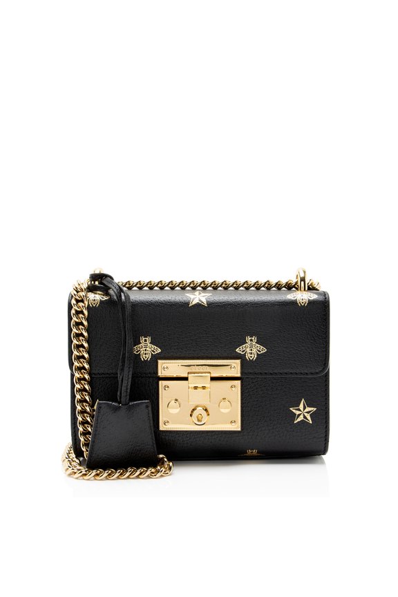 Pre-Owned Gucci Leather Bee & Star Padlock Mini Shoulder Bag