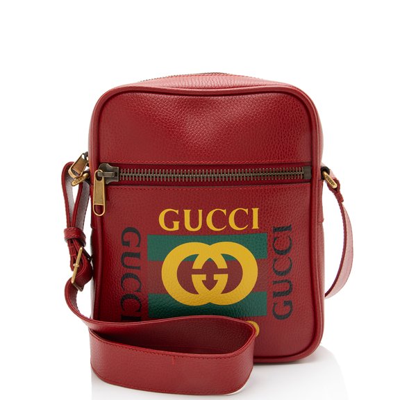 Pre-Owned Gucci Leather Logo Messenger