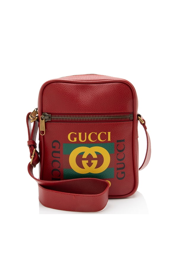 Pre-Owned Gucci Leather Logo Messenger
