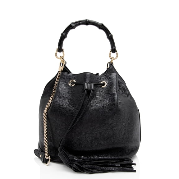 Pre-Owned Gucci Leather Miss Bamboo Bucket Bag