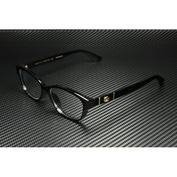 GUCCI GG0639OA 001 Rectangular Squared Black Gold 53 mm Women's Eyeglasses