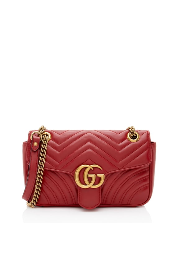 Pre-Owned Gucci Matelasse Leather GG Marmont Medium Flap Bag