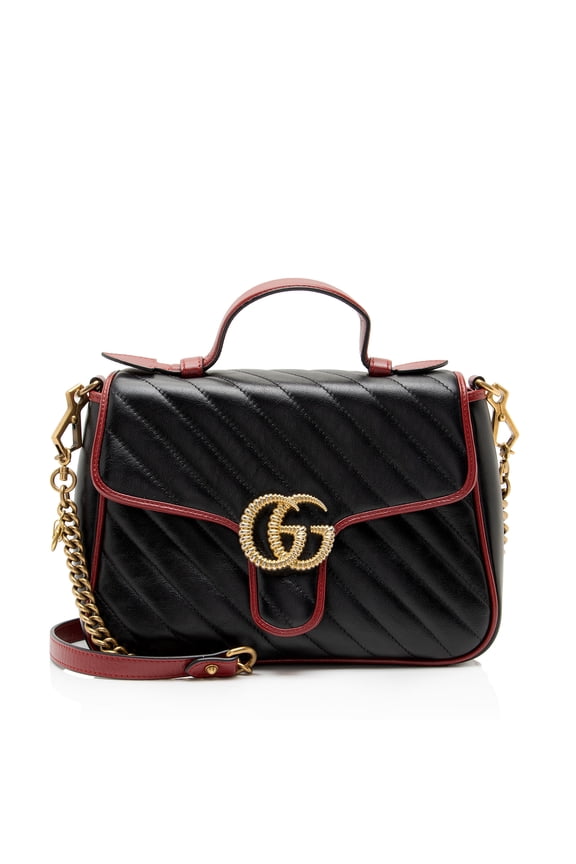 Pre-Owned Gucci Matelasse Leather Torchon GG Marmont Small Top Handle