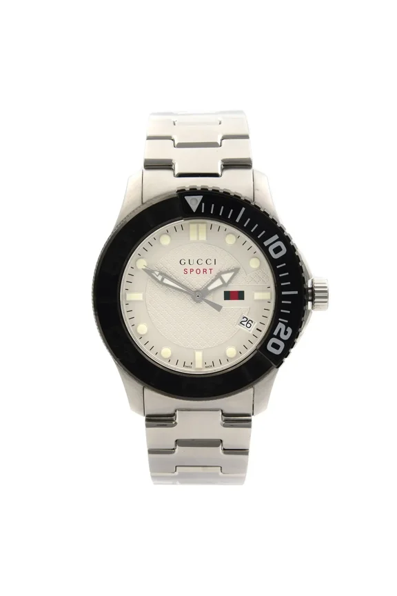 Pre-Owned Gucci G-Timeless Sport Stainless Steel Silver Dial Quartz Mens Watch YA126250 (Good)