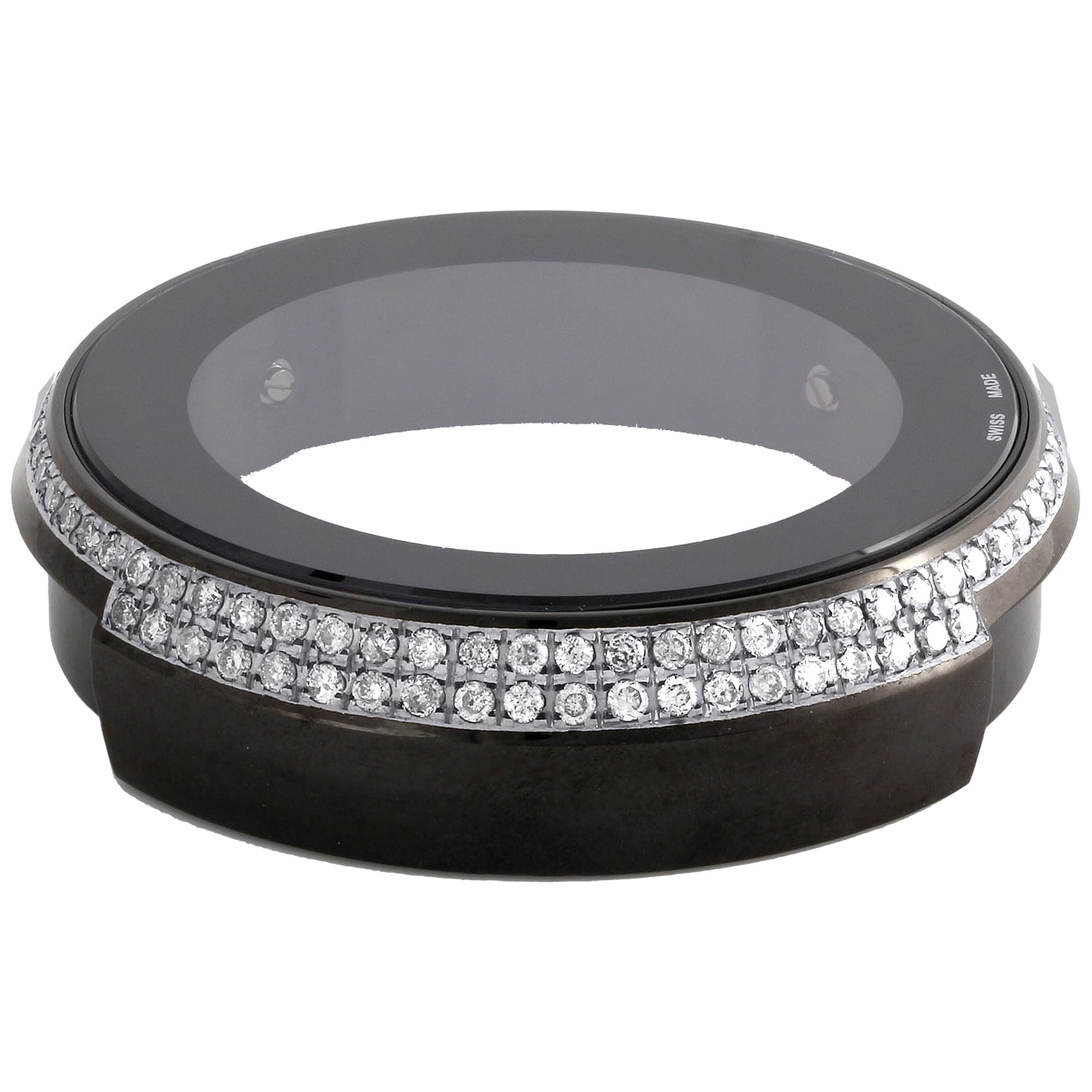 Gucci Men's Digital Diamond Watch Half Case Black PVD Steel