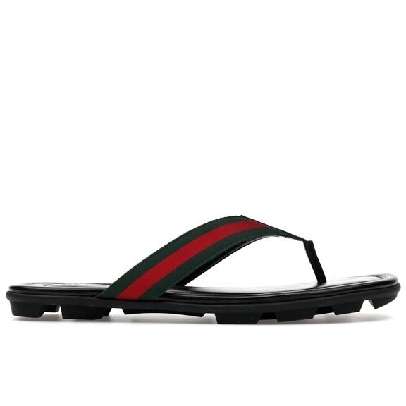 Gucci Men's Web and Leather Thong Sandal Black Leather, from StockX
