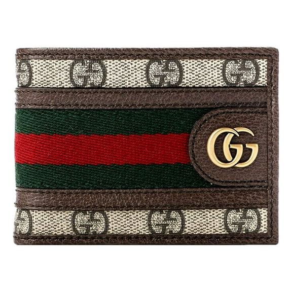 Gucci Mens Ophidia GG Canvas Web Stripe Mini Bifold Wallet NEW