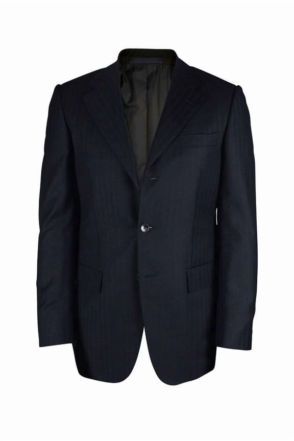 Navy Blue Two-Piece Suit With Tone-On-Tone Stripes (Men's)