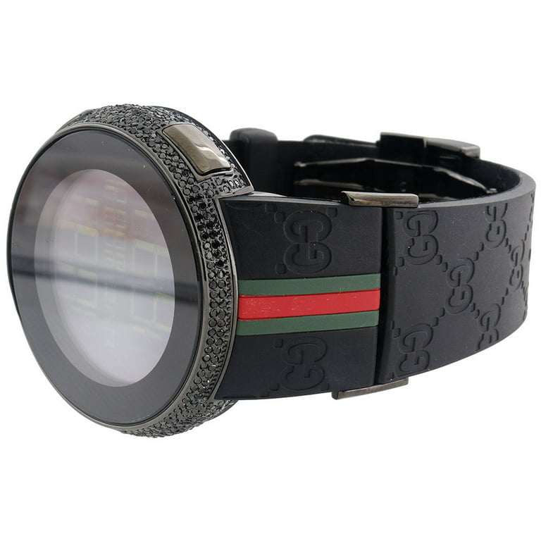 Gucci New Mens Custom Black Full Digital I YA114207 Black Diamond Watch  2.50 CT.