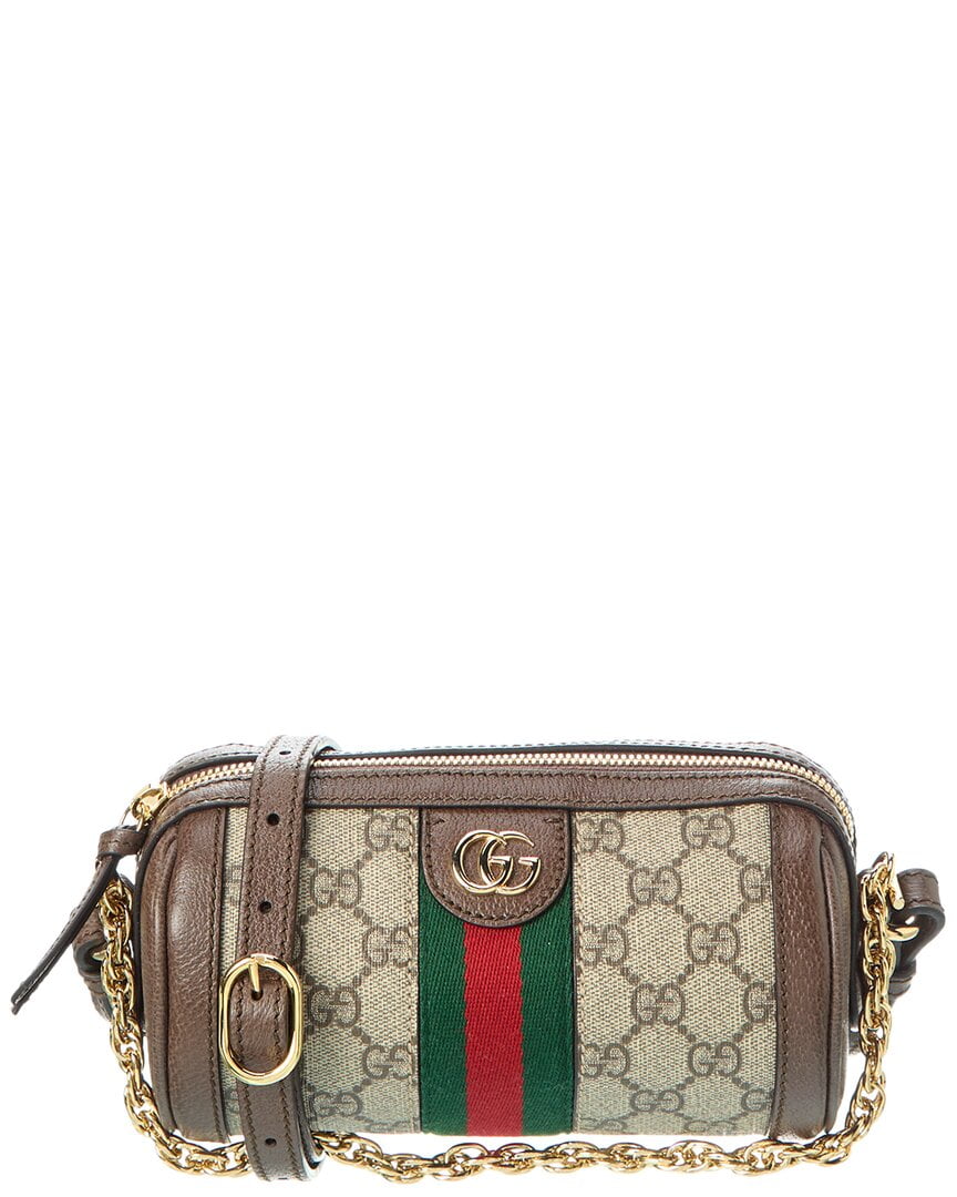 Gucci Ophidia Mini GG Supreme Canvas & Leather Crossbody, Beige