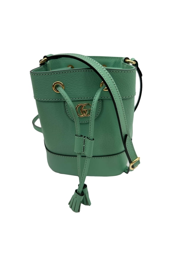 Pre-Owned Gucci Ophidia Mini Leather Bucket Bag Green 550620
