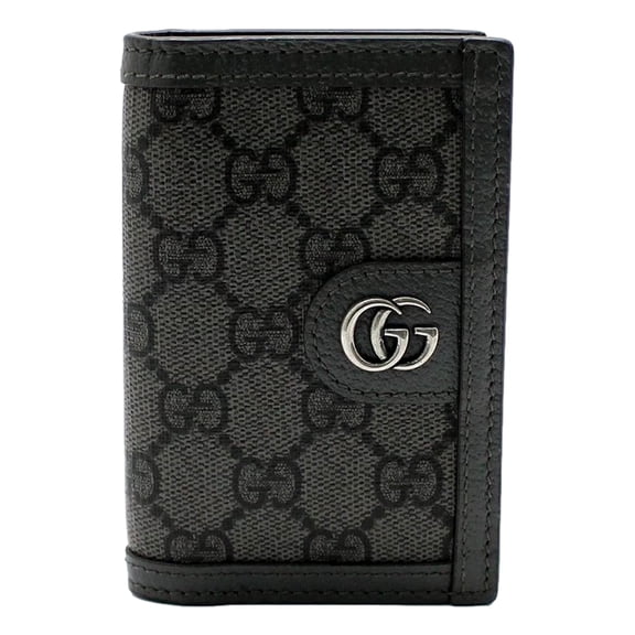 Gucci Ophidia Silver Gray GG Supreme Bifold Card Case Wallet Slim 10 Slot Model 734943 Made in Italy