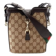 Gucci Original GG Canvas Mini Bucket Bag Beige Brown Webstripe Strap New