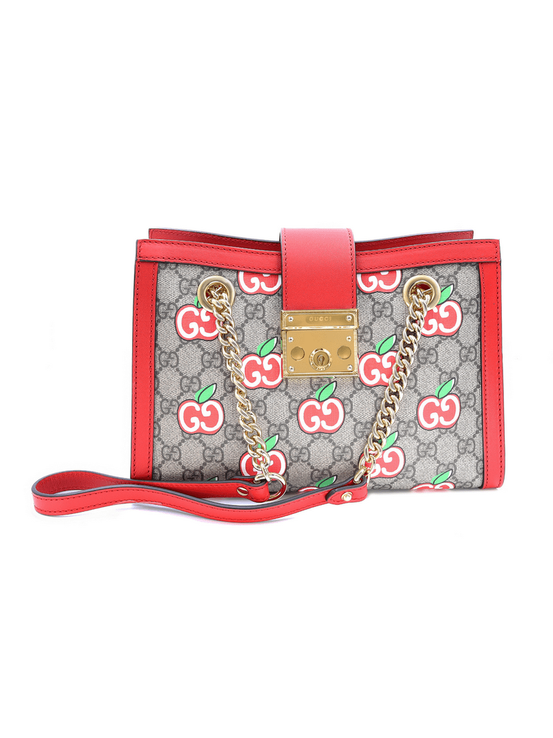 Gucci Padlock GG Supreme Red Apple Canvas Small Shoulder
