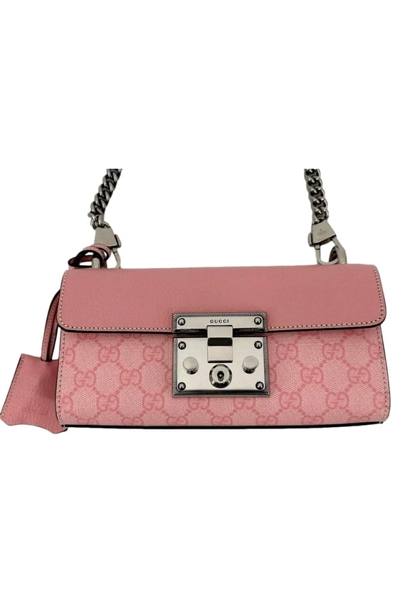 Pink GG Supreme Leather Padlock Chain Small Handbag Pink
