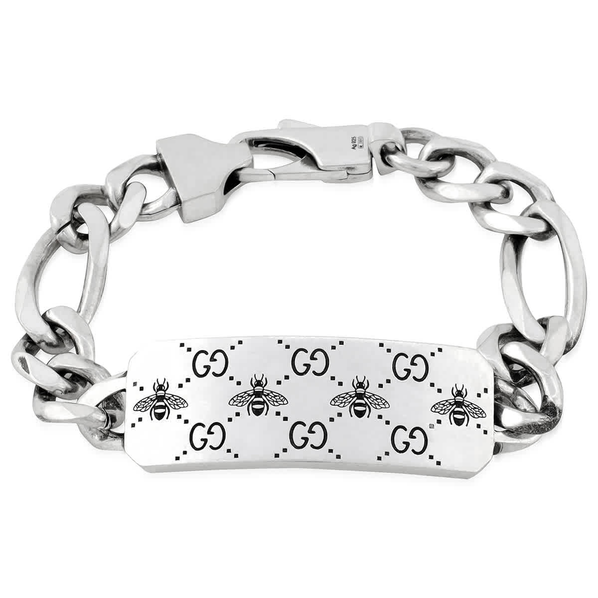 ブレスレット GUCCI signature bracelet in silver with bee Gucci Signature Silver Bracelet With Bee Motif, Size 17