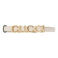 thumbnail image 1 of Gucci Cream Thin Leather Belt with Metal Gold Logo Lettering Size 80, 1 of 3