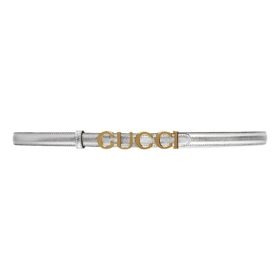 Gucci Leather Belt with Metal Gold Logo