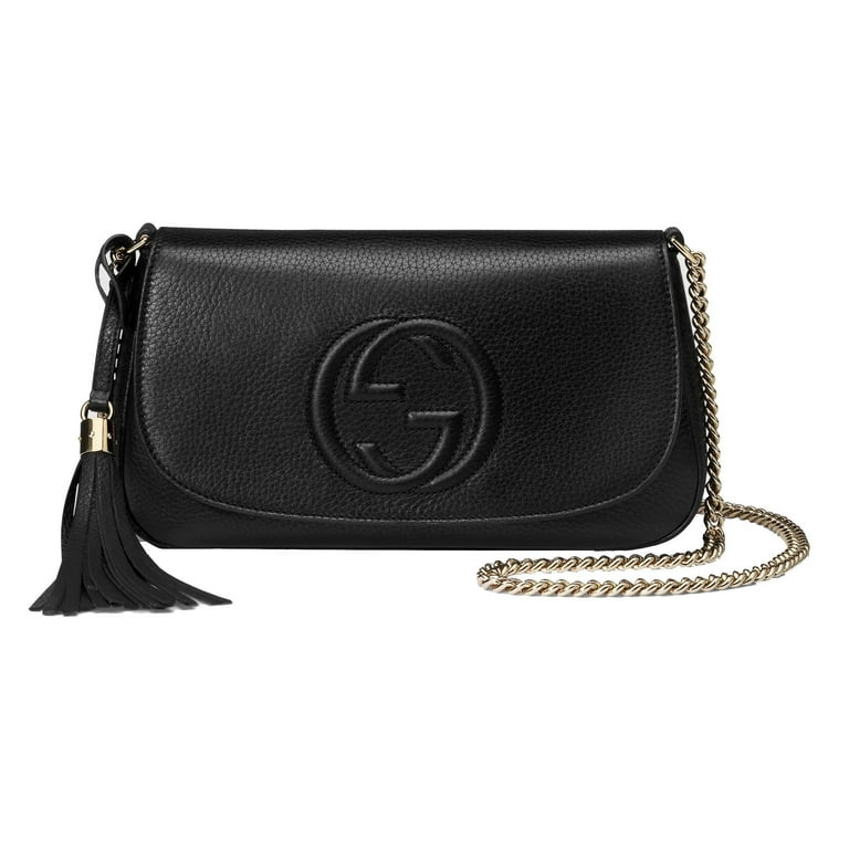 Gucci Soho Disco GG Black Tassel Chain Crossbody Bag 