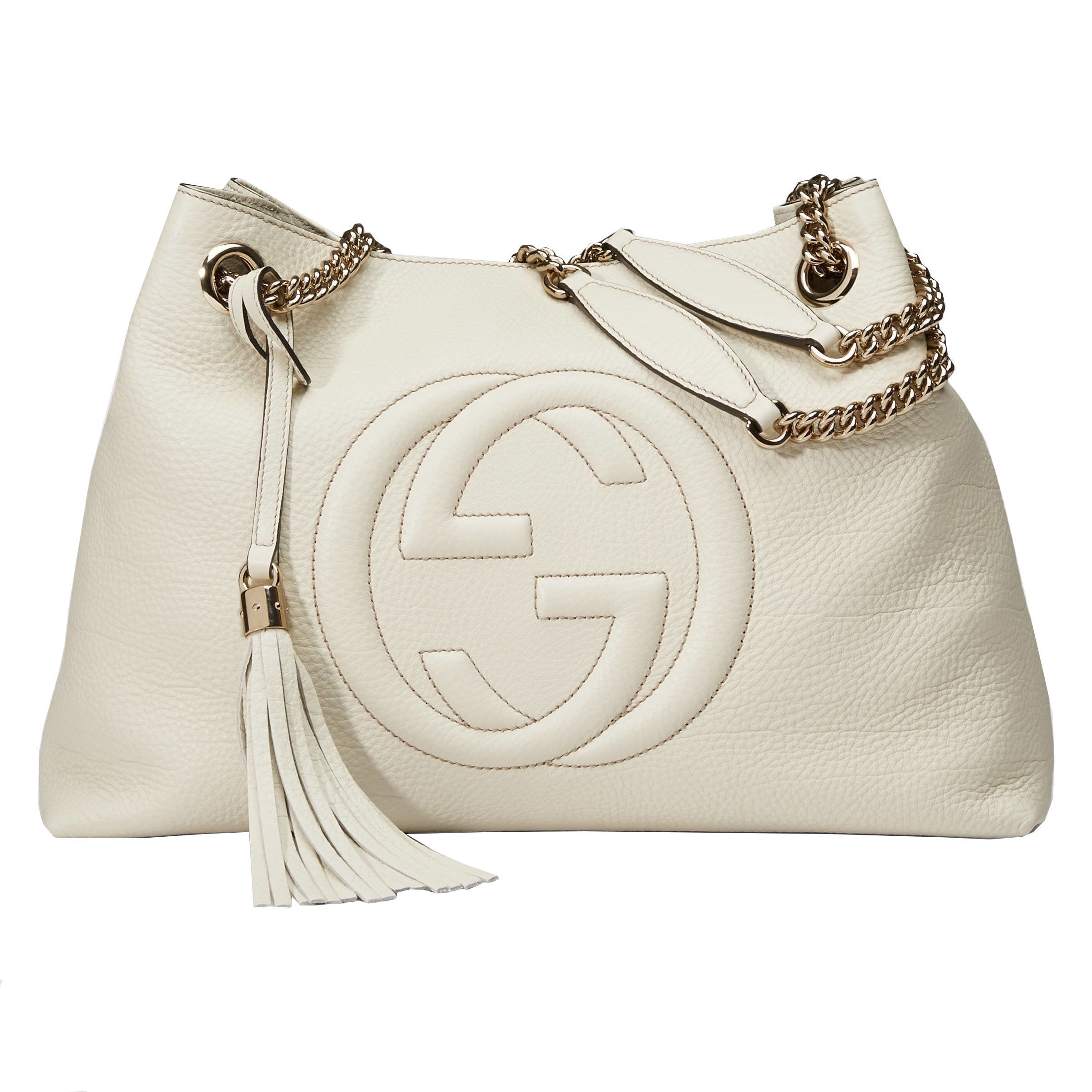  Gucci Soho Ivoire Ivory Gold Double Chain Soft Hobo Leather  Shoulder Bag Italy Authentic New : Clothing, Shoes & Jewelry