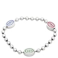 thumbnail image 1 of Gucci Sterling Silver And Enamel Boule Chain Interlocking G Bracelet, Size 16, 1 of 1