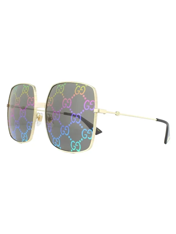 Sunglasses GG 0414 S 003 Gold Gray with Multicolor Gradient Mirror Lens