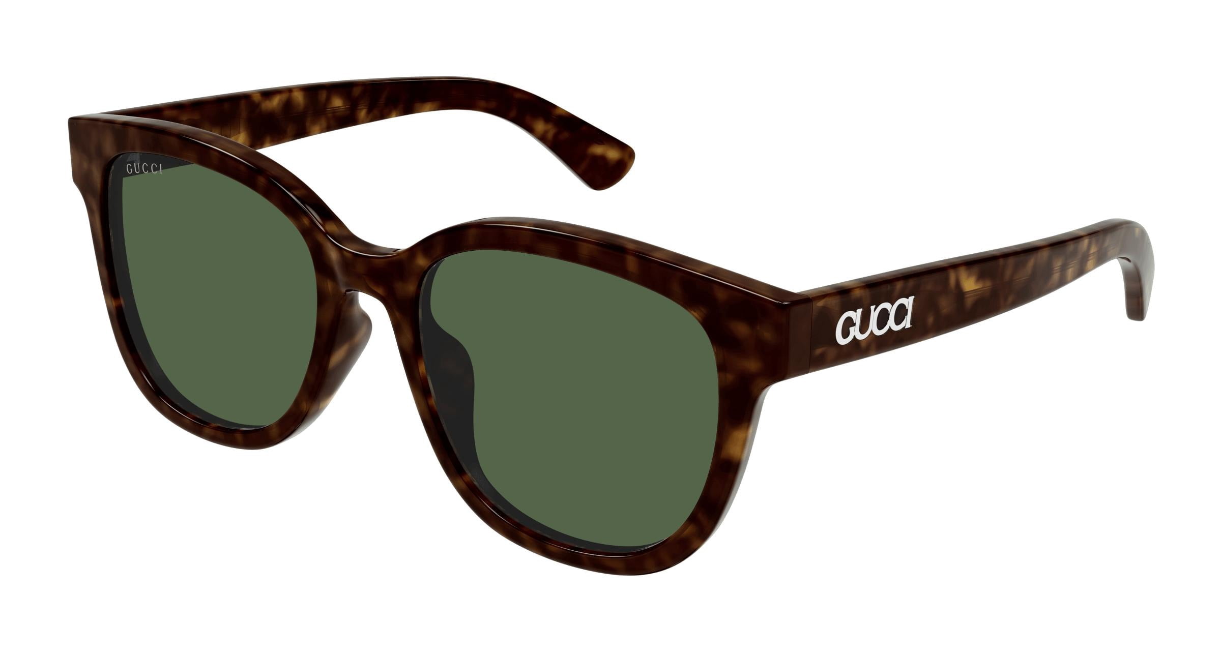 Gucci Tortoiseshell Frame Sunglasses with Green Lenses 55mm Gucci GG1857S 002 Rectangular Sunglasses Dark Havana - eye  main image 3