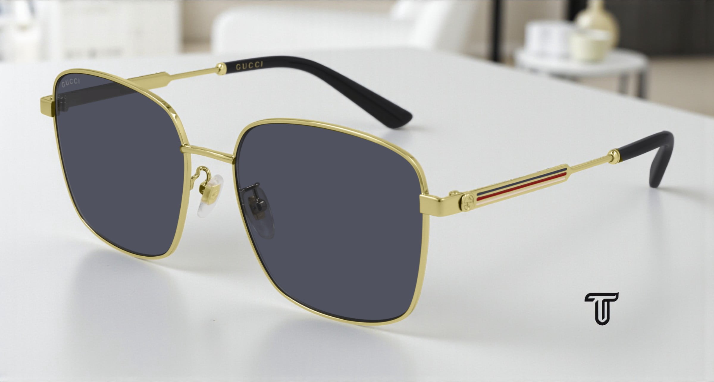 Gucci Sunglasses GG 0852 SK 002 Gold/Grey - Eyewear Shades  display picture 3