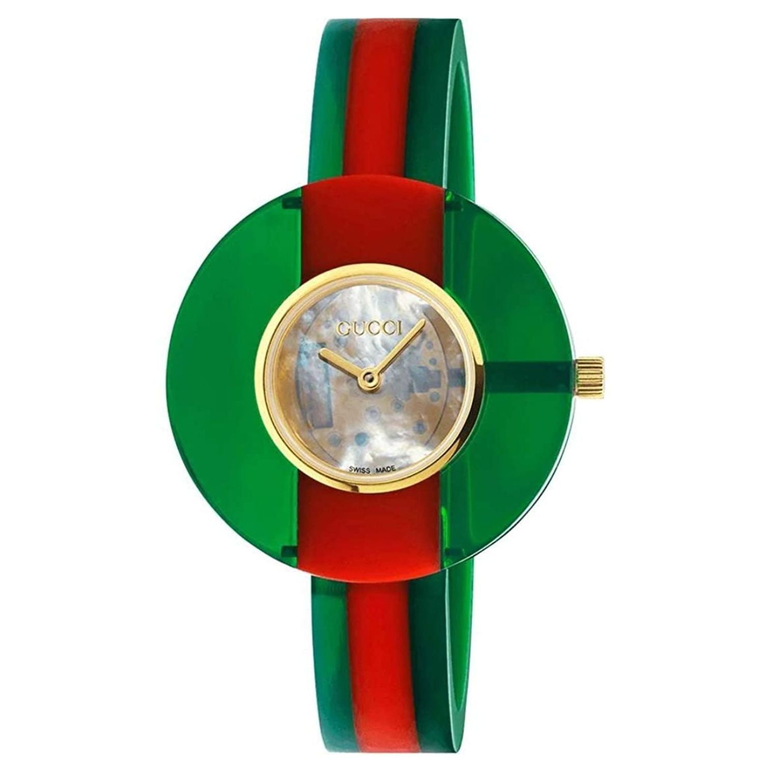 Gucci G-Frame Floral Mother of Pearl Dial White Leather Strap Watch For Women - YA147407 main image 1
