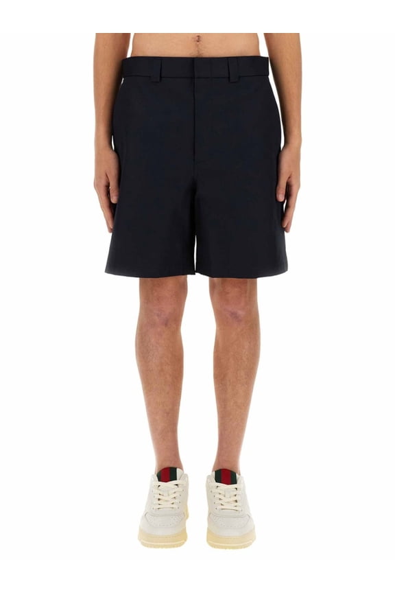Web Ribbon Cotton Shorts With Side Pockets (Men's)