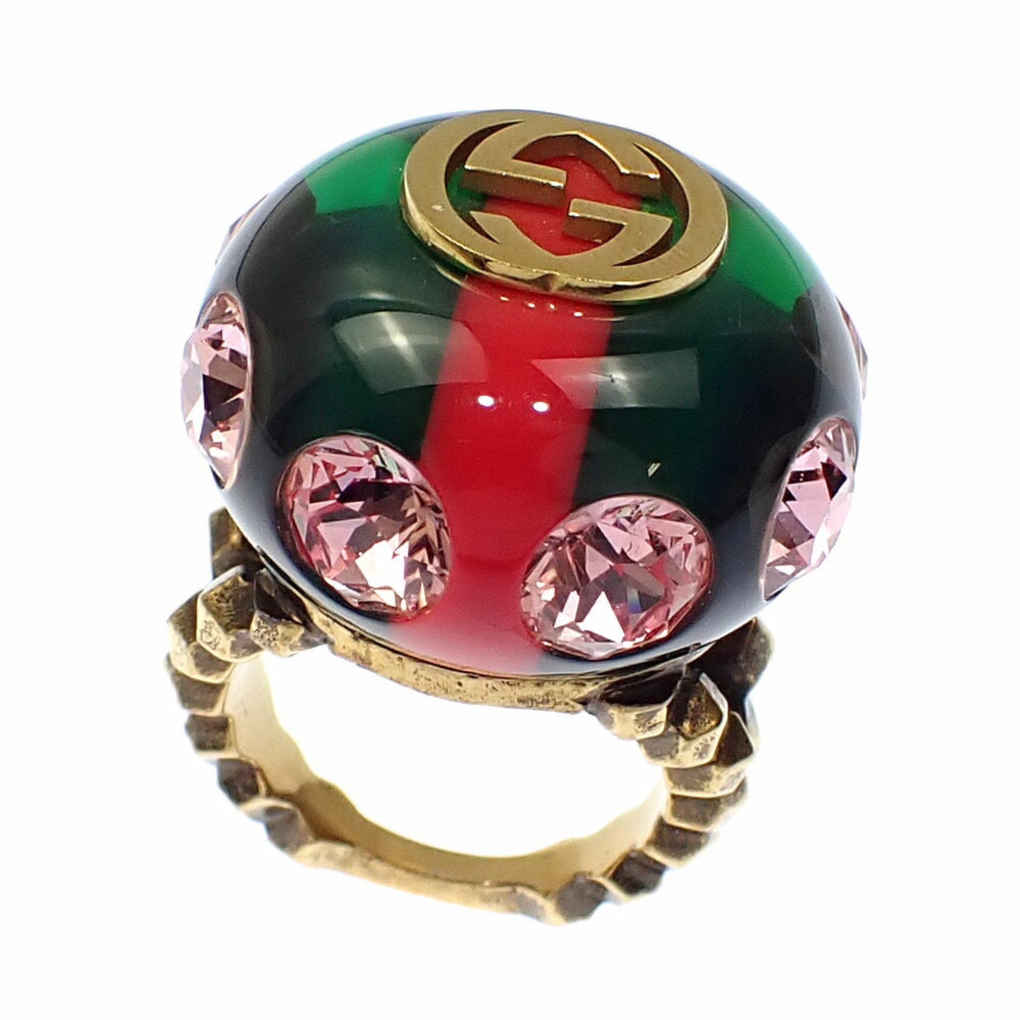 Pre-Owned Gucci Web Ring for Women, Rhinestone, Metal, Resin ...