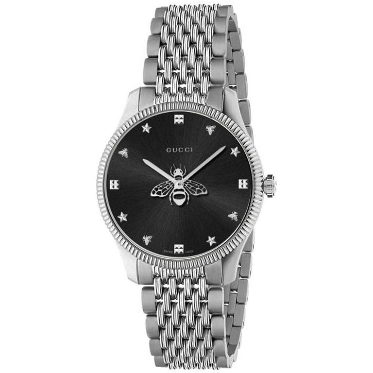 Gucci G-Timeless Unisex Watch, Quartz, Black Dial, Stainless Steel