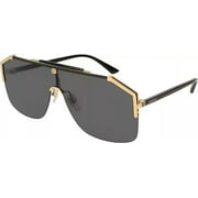 Gucci Womens Shield Sunglasses, Black/Gold/Gray