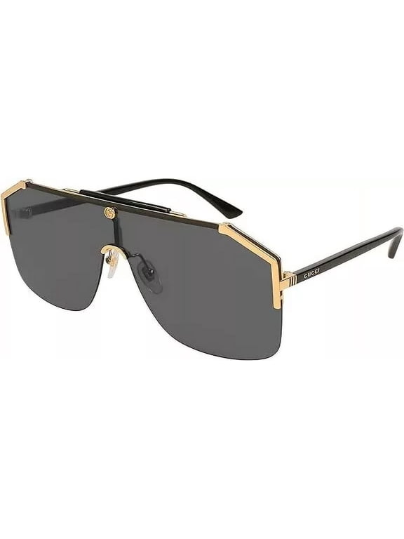 Women's Shield Sunglasses, Black/Gold/Gray