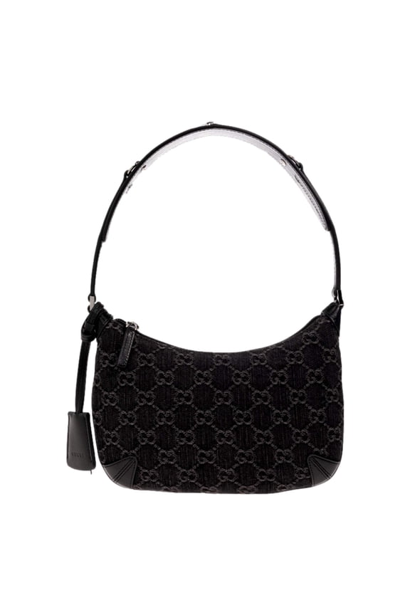 Womens Horsebit Slim Small Shoulder Bag in Black