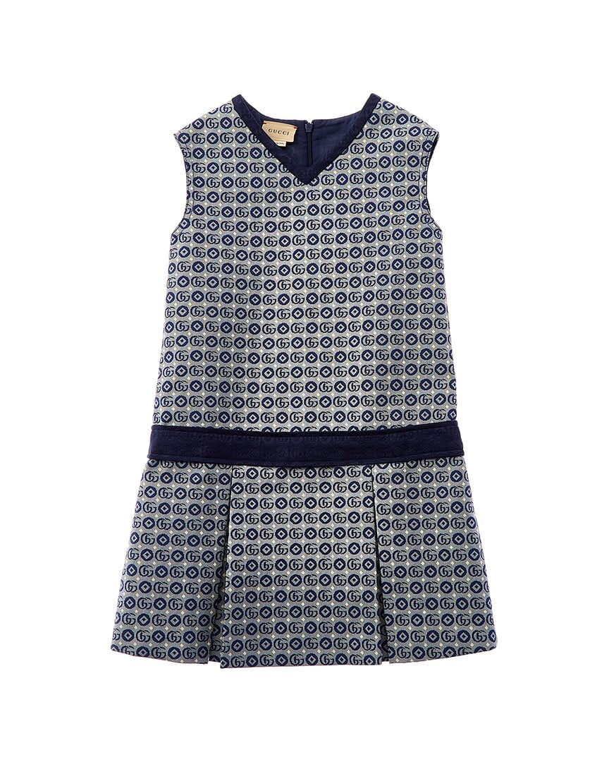 gucci blue and white dress Gucci Blue GG Lamé Dress With Detachable Collar main image 1