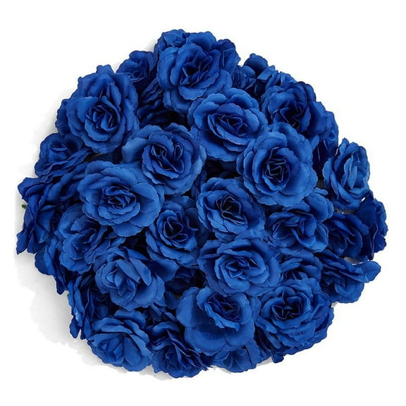 Guckmall Artificial Silk Navy Blue Roses Wedding Bouquet (50 Count)