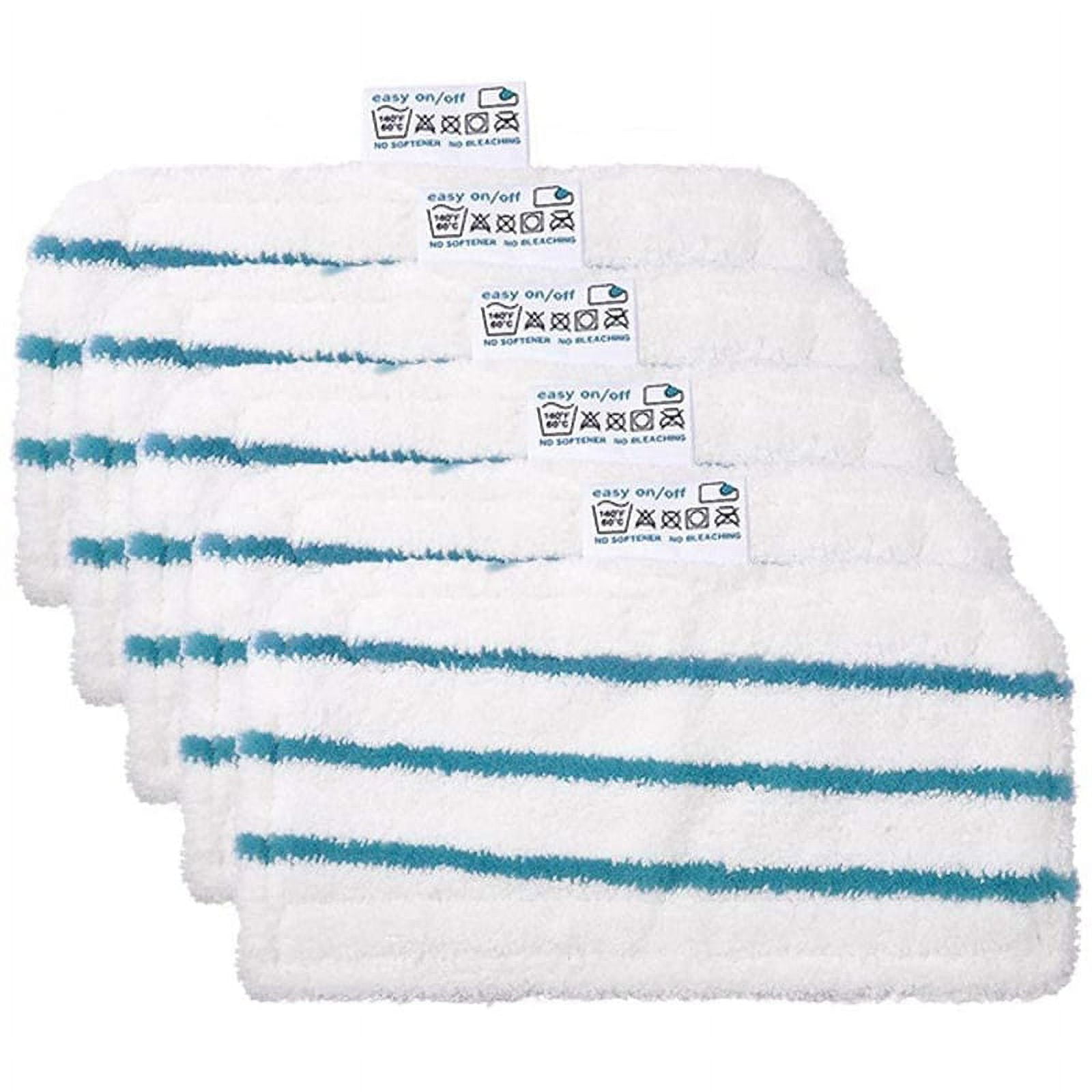 5 Pack White and Blue Washable Microfiber Steam-Mop Pads